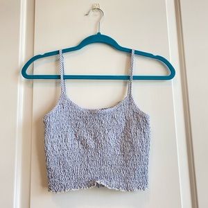 blue and white crop top